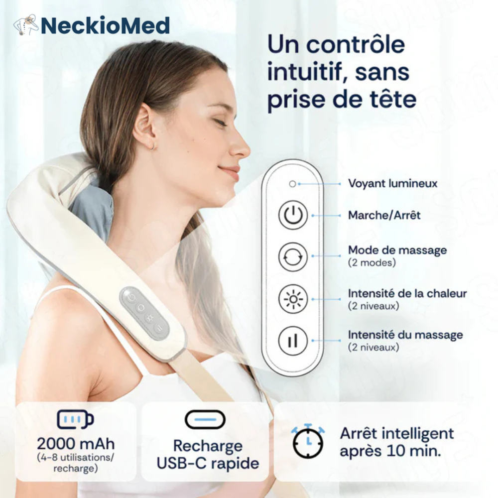 NeckioMed — Masseur cervical chauffant • Cou & épaules